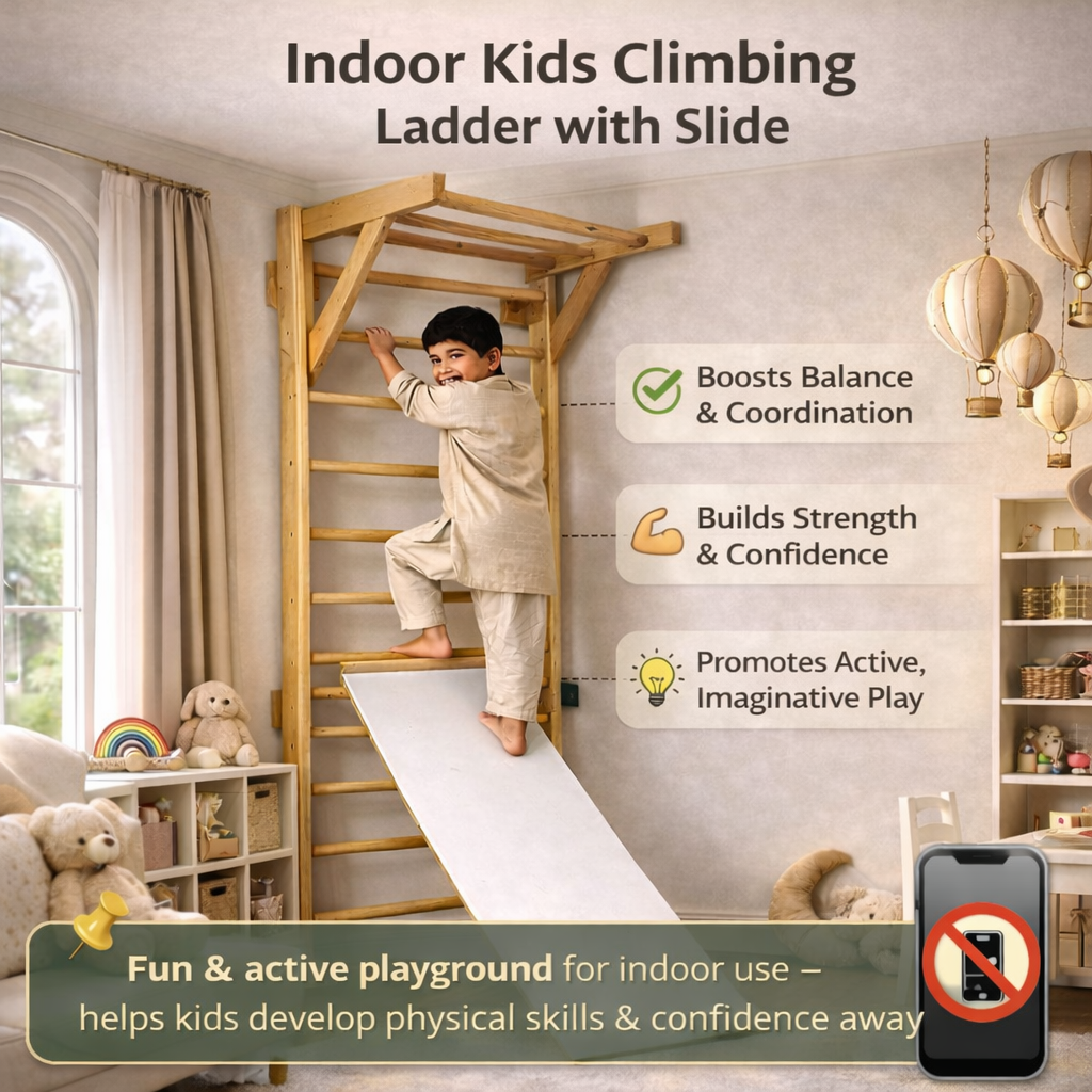 Indoor Kids Climbing Ladder with Slide