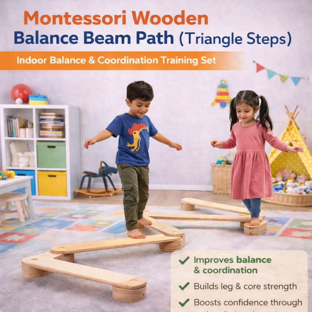 Montessori Wooden Balance Beam Set – Indoor Sensory & Coordination Training Play Equipment for Kids