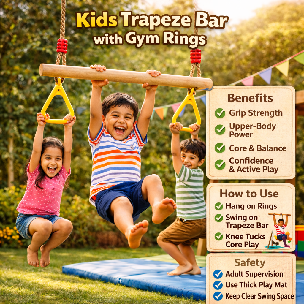 Kids Trapeze Bar with gym Rings