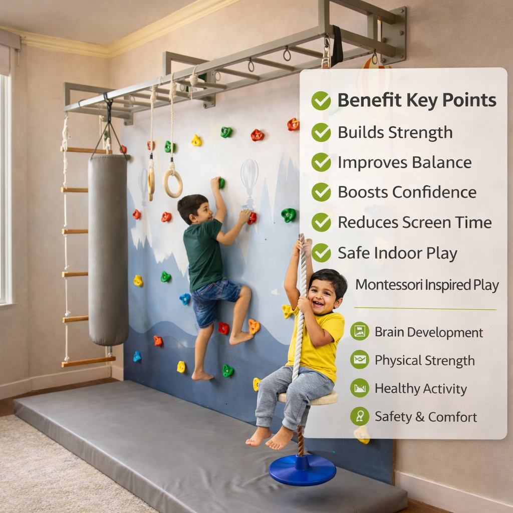 Wall Mounted Indoor Jungle Gym with iron stand