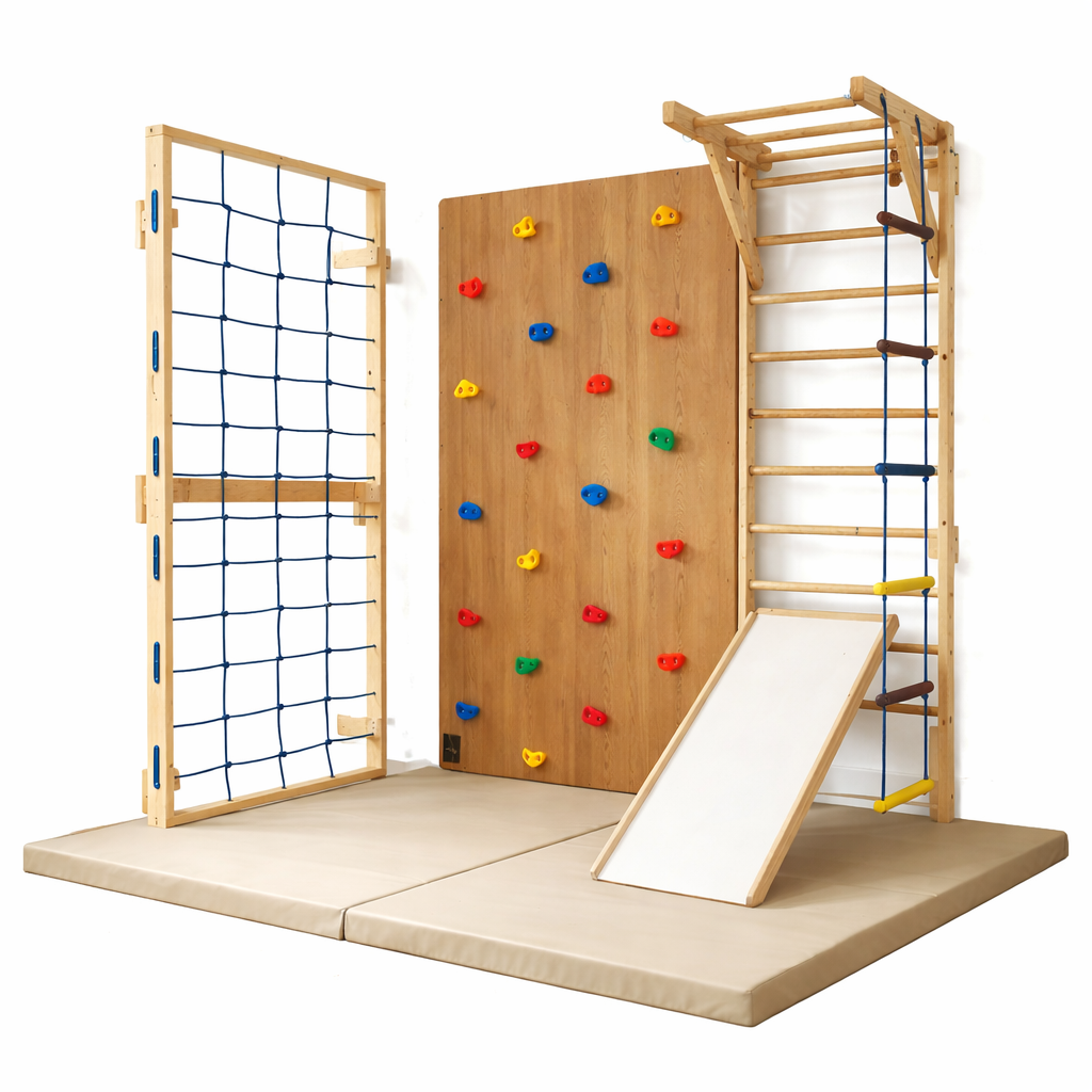 3-in-1 Indoor Kids Climbing Gym set.