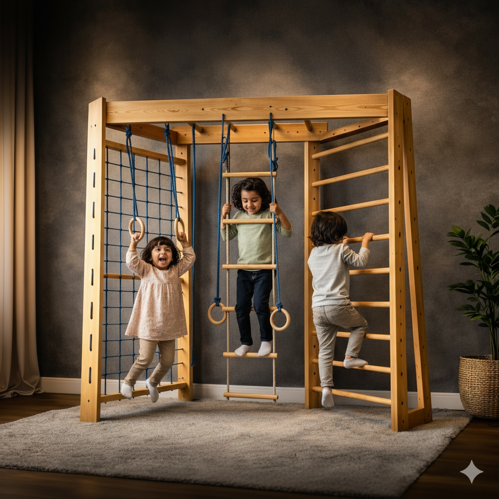Wooden Indoor Play Gym for Kids